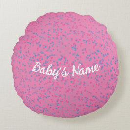 かわいいガーリー赤面ピンクパステルブルードットホワイトスクリプト ラウンドクッション