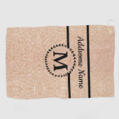 かわいいガーリー金ゴールドグリッターブラックモノグラムシック ゴルフタオル (横)