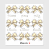 かわいいガーリー金ゴールドサテンエステティックボウ名 シール (シート)