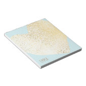 かわいいガーリー金ゴールドハートパーソナライズされた名 ノートパッド (アングル)