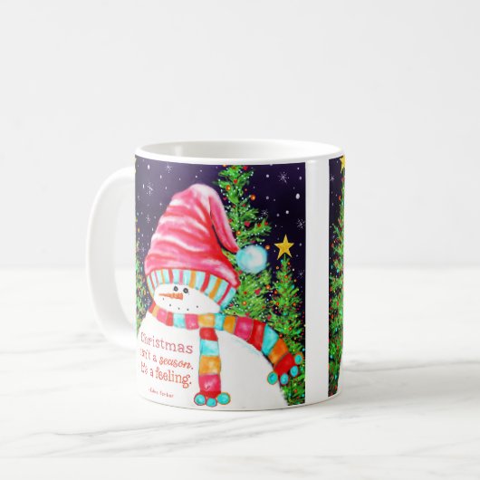かわいいガーリー雪だるまクリスマスのインスピレーション コーヒーマグカップ (正面左)
