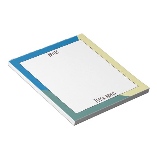 かわいいガーリー青ベージュのモノグラムの色 ノートパッド (アングル)