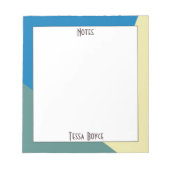 かわいいガーリー青ベージュのモノグラムの色 ノートパッド (正面)