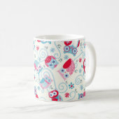 かわいいガーリー顔はフクロウの花を渦巻く コーヒーマグカップ (正面右)