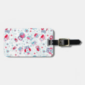 かわいいガーリー顔はフクロウの花を渦巻く ラゲッジタグ (正面横)