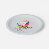 かわいいガーリー魔法のユニコーンと花の赤ちゃんシャワー ペーパープレート (アングル)