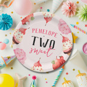 かわいいガーリー2つの甘いアイスクリーム誕生日 ペーパープレート