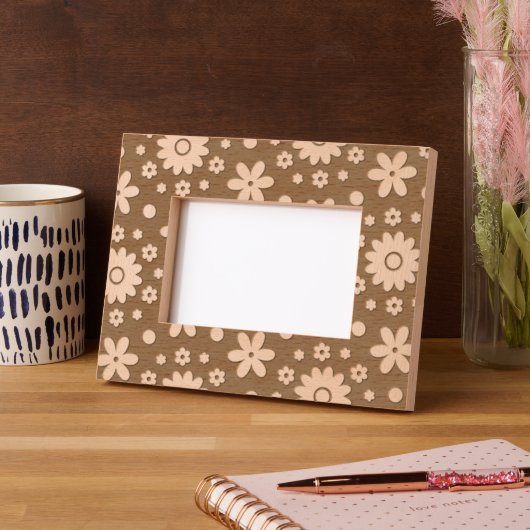 かわいいガーリー70年代フラワーパワー自然かわいらしエレガント レーザー彫刻フレーム (左)