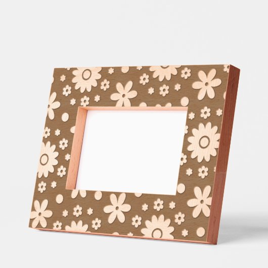 かわいいガーリー70年代フラワーパワー自然かわいらしエレガント レーザー彫刻フレーム (左)