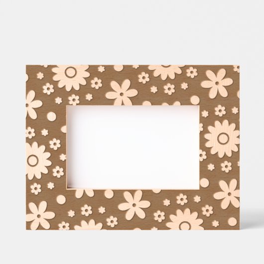 かわいいガーリー70年代フラワーパワー自然かわいらしエレガント レーザー彫刻フレーム (正面)