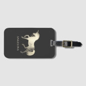 かわいいガーリー&シックなシルバーフォイルユニコーンパーソナライズされた ラゲッジタグ (正面横)