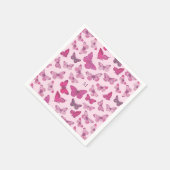 かわいいガーリー ピンク蝶々模様のモノグラム スタンダードカクテルナプキン (角)