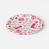 かわいいガーリー ピンク レッド ディスコカウガール エステティック ペーパープレート (アングル)