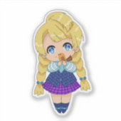 かわいいガールと鳥 シール (正面)