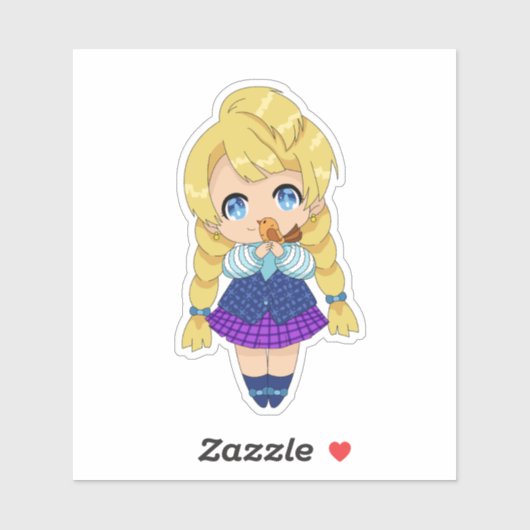 かわいいガールと鳥 シール (シート)