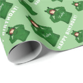 かわいいガールウィンググリーンカエルフード付スケッチ誕生日 ラッピングペーパー (ロールコーナー)