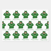 かわいいガールウィンググリーンカエルフード付スケッチ ラッピングペーパーシート (正面2)