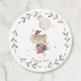 かわいいガールエレファントボタニカルフローラボホベビー フェイバータグ