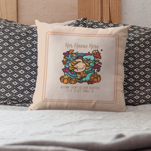 かわいいガールカボチャ飾ン秋の風葉強い クッション