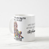 かわいいガールコーヒーヘアーガカラフルラス引用文 コーヒーマグカップ (正面左)