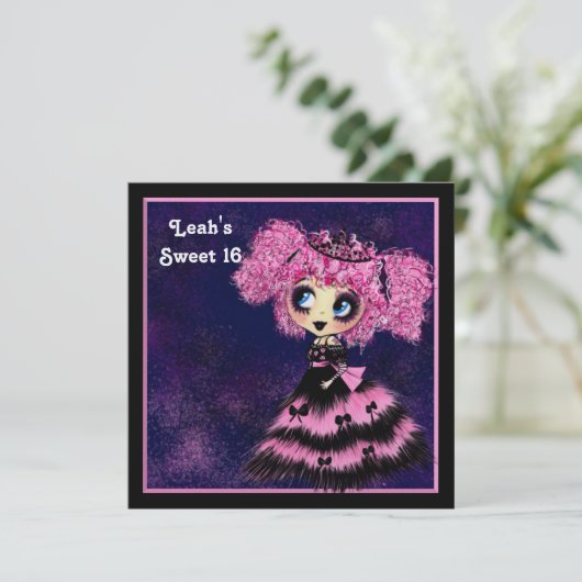 かわいいガールスウィート16ピンキープ 招待状 (スタンド正面)