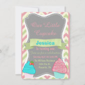 かわいいガールズカップケーキ誕生日招待状招待 招待状 (正面)