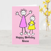 かわいいガールズニースピンクハッピーバースデーカード カード (黄色い花)