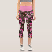 かわいいガールチビ（小さくかわいく書いた感じ）ドードルピンクハイウエストヨガ カプリレギンス (正面)