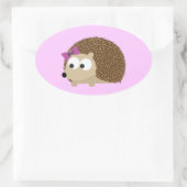 かわいいガールハリネズミ 楕円形シール (バッグ)