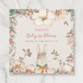 かわいいガールバニー花模様ベビーイン開花メッセージカード フェイバータグ (正面)