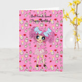 かわいいガールバースデーパーソナライズされた- カード (黄色い花)