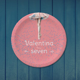 かわいいガールパステルピンクバレリナトゥチュダンスパーティー ペーパープレート