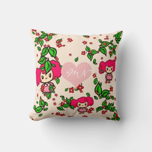 かわいいガールピンキップスウィートロリパーソナライズされたータ クッション (正面)