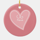 かわいいガールピンキップブラックピンクハート セラミックオーナメント (裏面)