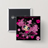 かわいいガールピンキー友人のためのギフトを約束 缶バッジ (正面&裏面)