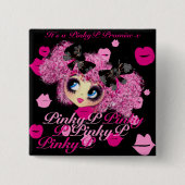 かわいいガールピンキー友人のためのギフトを約束 缶バッジ (正面)