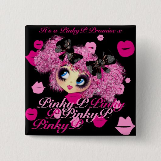 かわいいガールピンキー友人のためのギフトを約束 缶バッジ (正面)