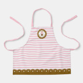 かわいいガールピンクカップケストライプのーキベーキング エプロン (正面)
