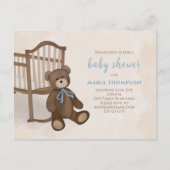 かわいいガールピンクヴィンテージクラシック子供部屋テディベア 案内ポストカード (正面)