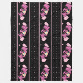 かわいいガールピンクP -トレンディーブラックピンクハート フリースブランケット (正面)