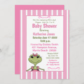 かわいいガールフロージベビースシャワー招待状 招待状 (正面/裏面)