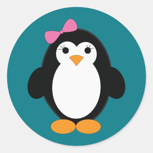 かわいいガールペンギン ラウンドシール (正面)