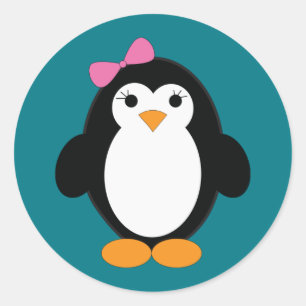かわいいガールペンギン ラウンドシール