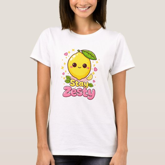 かわいいキウイのレモン「ステイ ゼスティー」 Tシャツ (正面)