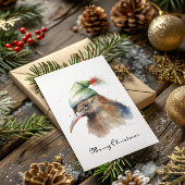 かわいいキウイの鳥がクリスマスのエルフの帽子をかぶったカスタムカード シーズンカード
