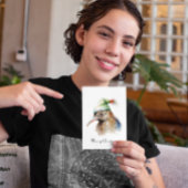 かわいいキウイの鳥がクリスマスのエルフの帽子を被っている、カスタム シーズンカード