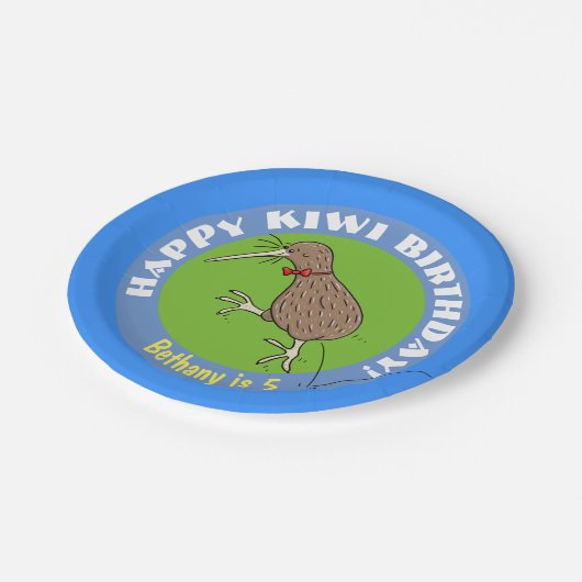 かわいいキウイ鳥ハッピーバースデー漫画紙プレート ペーパープレート (アングル)