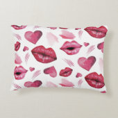 かわいいキスとハートモノグラム水色 アクセントクッション (裏面)