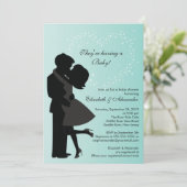 かわいいキスをする妊婦さんがラブベビーシャワー 招待状 (スタンド正面)