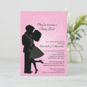 かわいいキスをする妊婦さんがラブベビーシャワー 招待状 (スタンド正面)